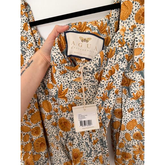 NWT Agua by Agua Bendita Vida Capullo Dress Long Sleeve Maxi Dress Gown - Picture 6 of 11